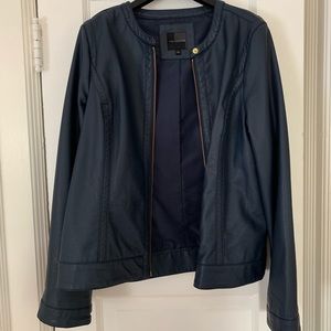 The Limited Dark Blue Faux Leather Jacket